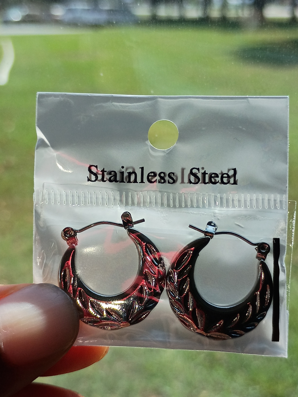 Sliver-Tone Leaf Hoop Earrings